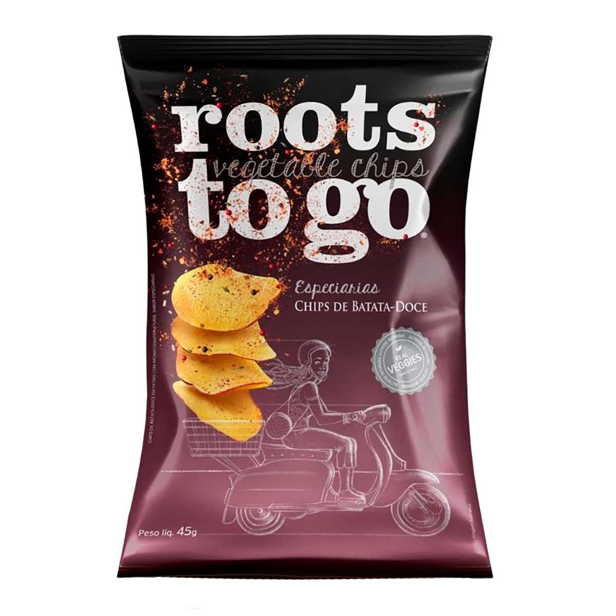 Chips de Batata-Doce Especiarias Roots To Go Pacote 45 g