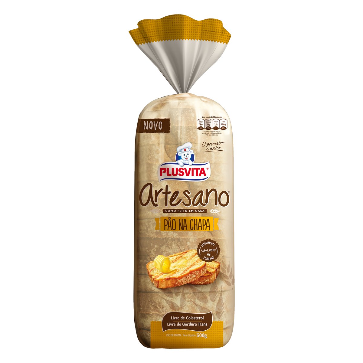 Pão na Chapa Plusvita Artesano Pacote 500 g