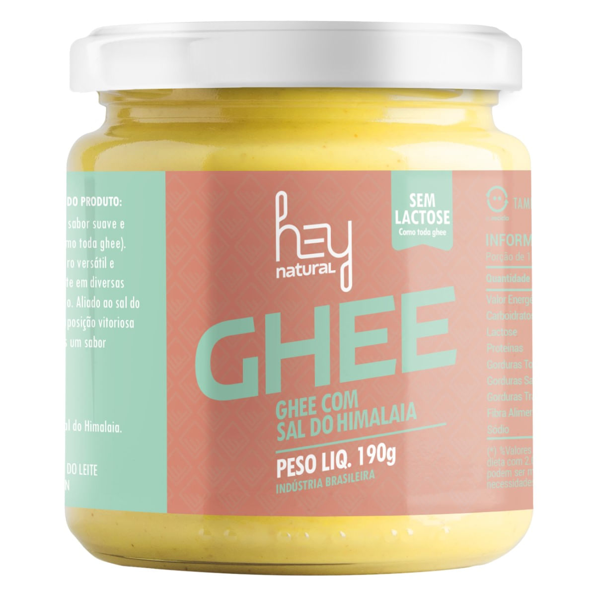 Manteiga Ghee com Sal do Himalaia Hey Natural 190 g