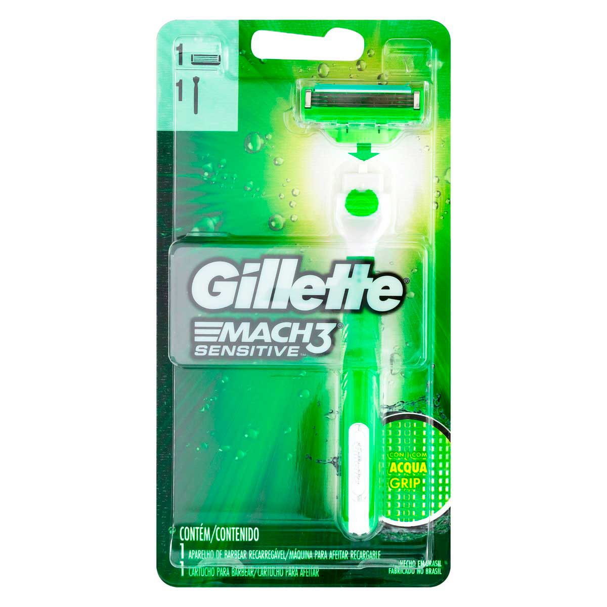 Aparelho Recarregável e Carga para Barbear Gillette Mach3 Sensitive