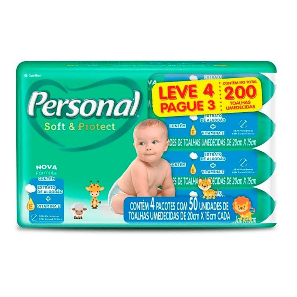 Toalha Umedecida Personal 50 Unidades Soft Protect