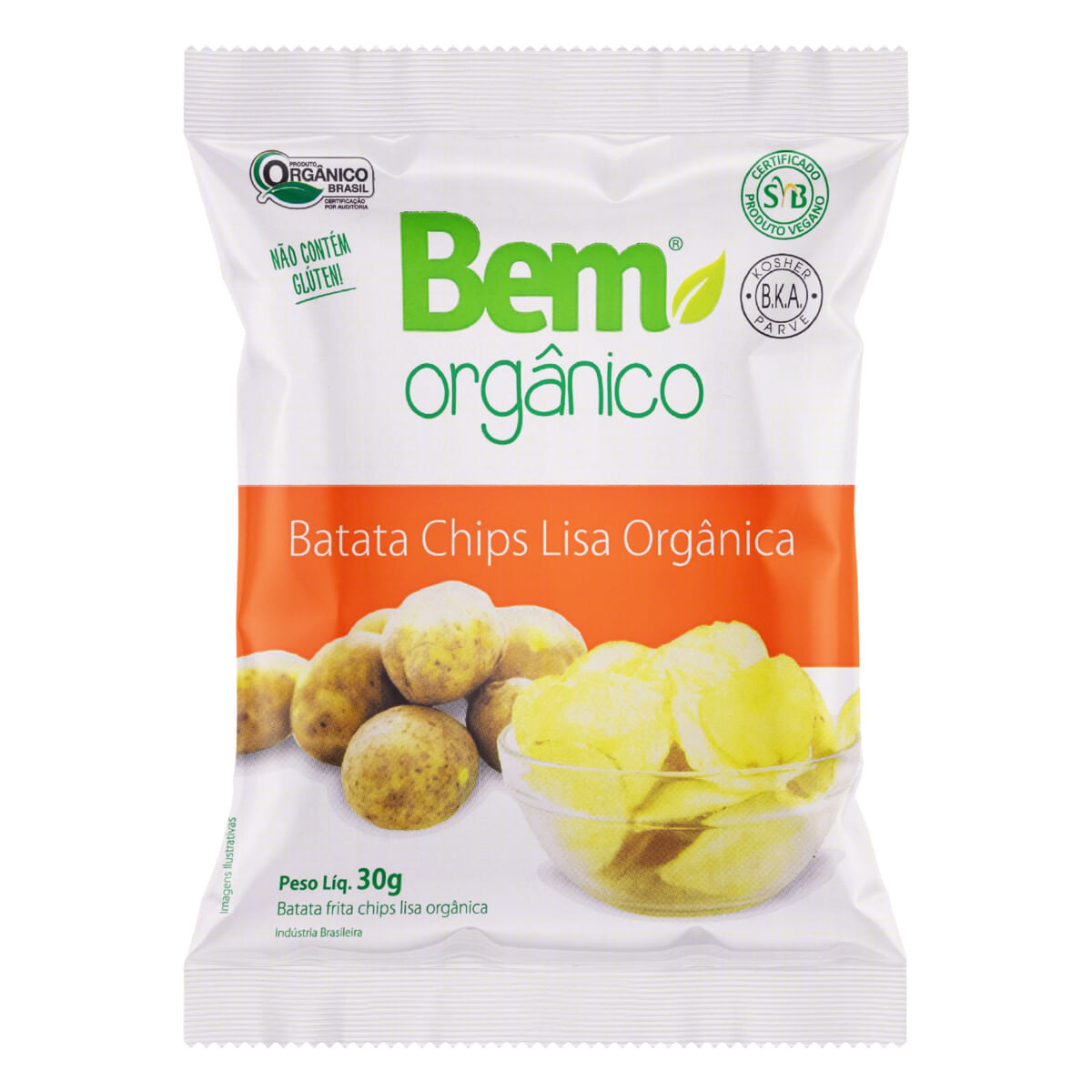 Batata Frita Chips Lisa Orgânica Bem Orgânico Pacote 30 g