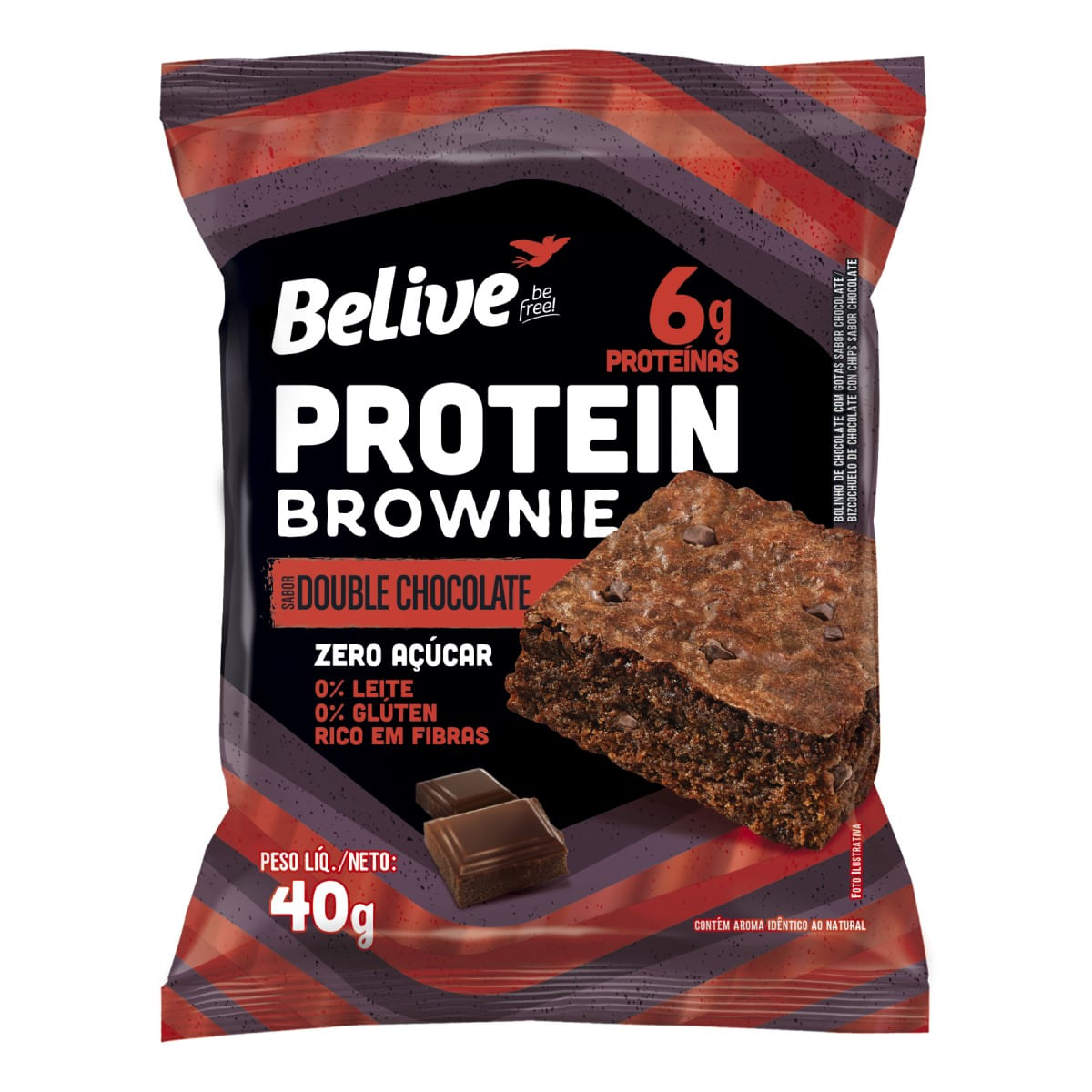 Brownie Sem Açúcar Protein 6 g Double Chocolate Belive 40 g