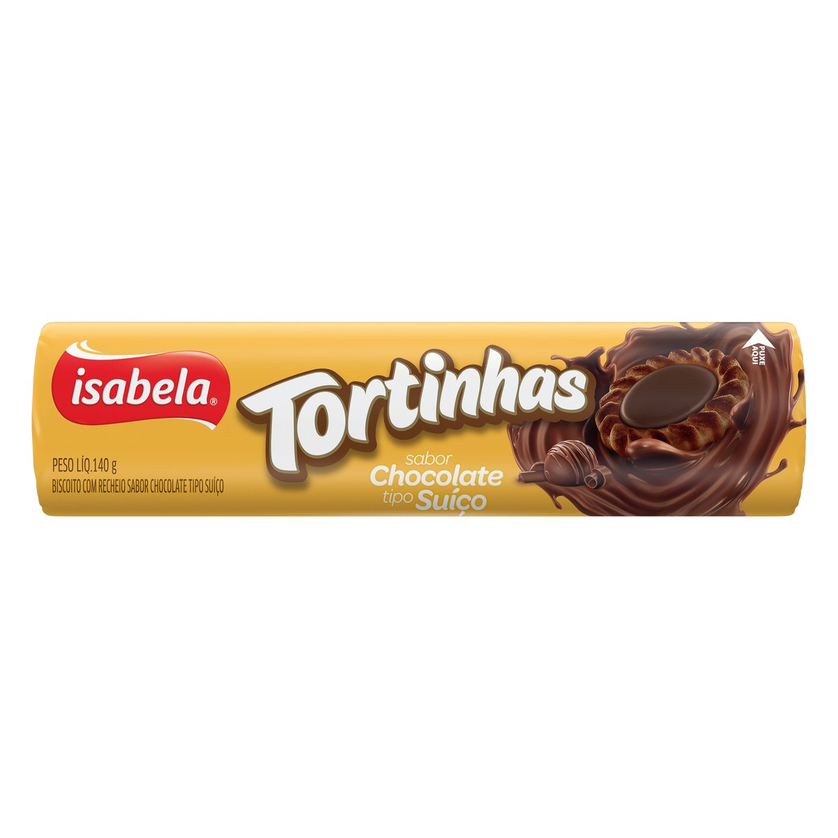 Biscoito Recheio Chocolate Suíço Isabela Tortinhas 140 g