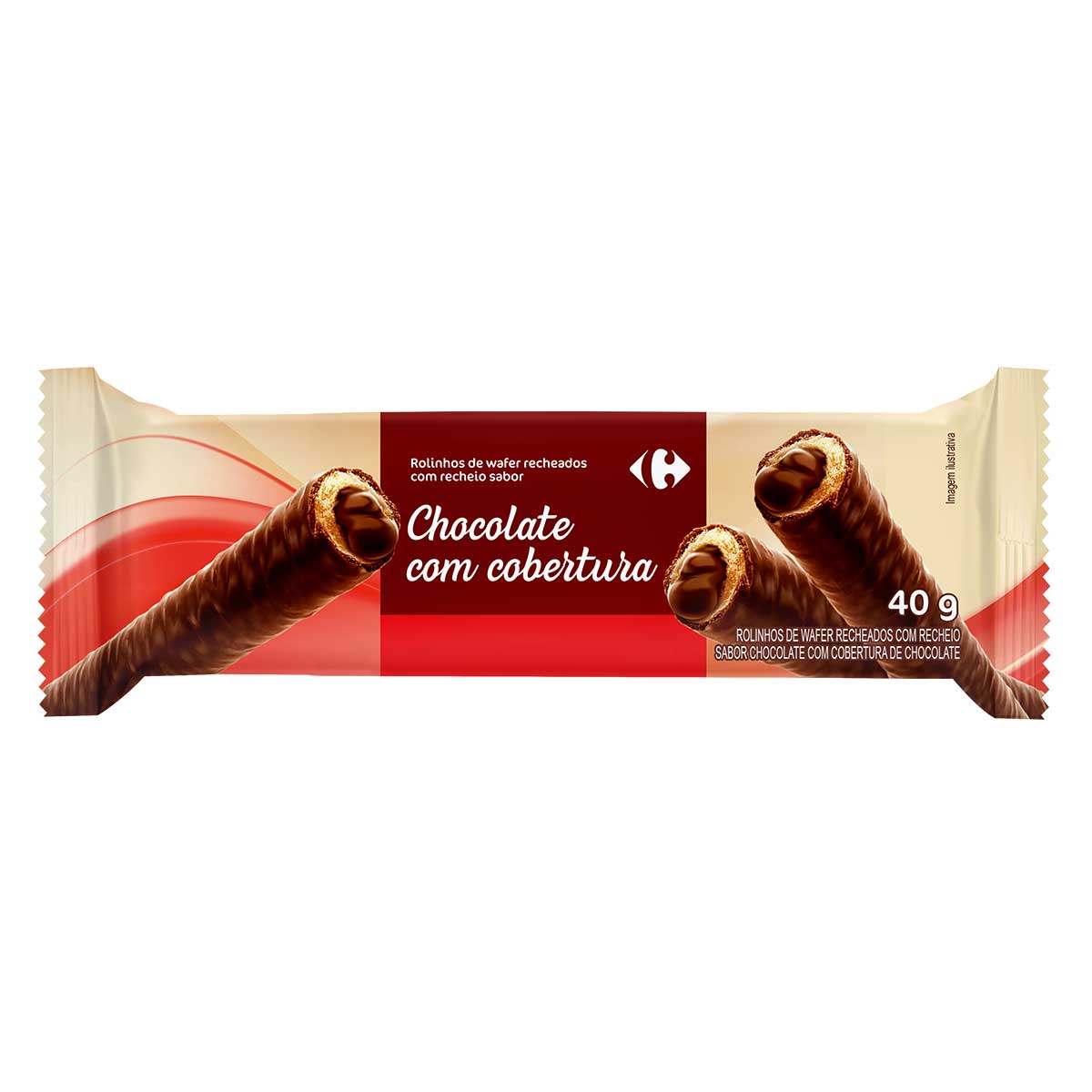 Rolinho Wafer de Chocolate com Cobertura de Chocolate Carrefour 40 g