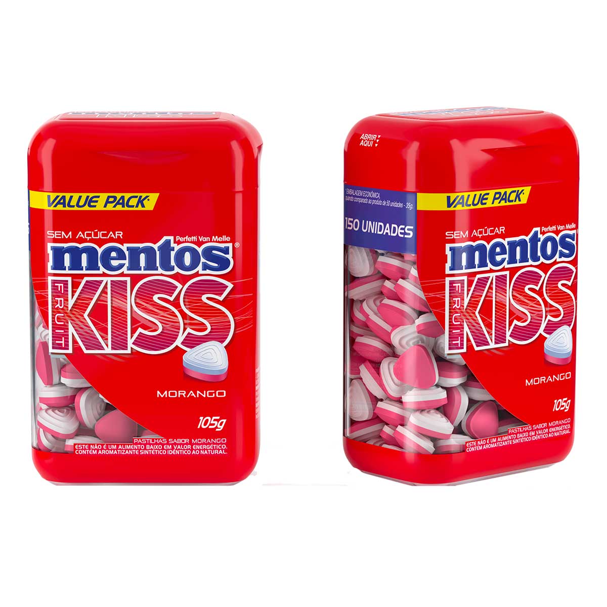 Pastilha Mentos Kiss Morango 105 g