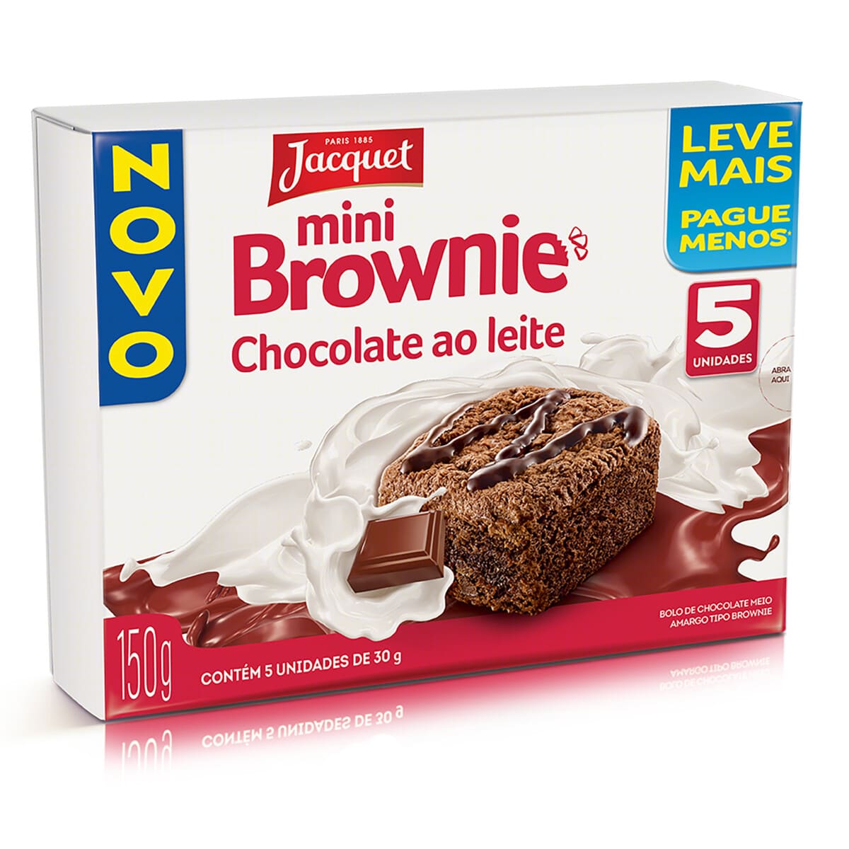 Mini Brownie Chocolate ao Leite Jacquet Caixa 150 g com 5 Unidades Leve Mais Pague Menos