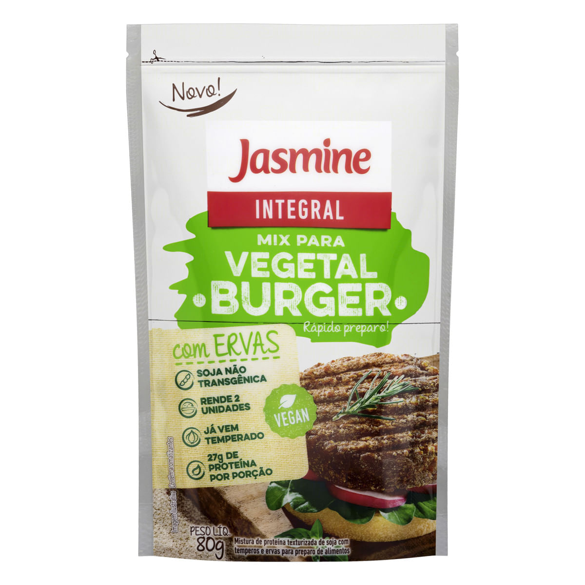 Mix para Vegetal Burger com Ervas Integral Jasmine Pacote 80 g