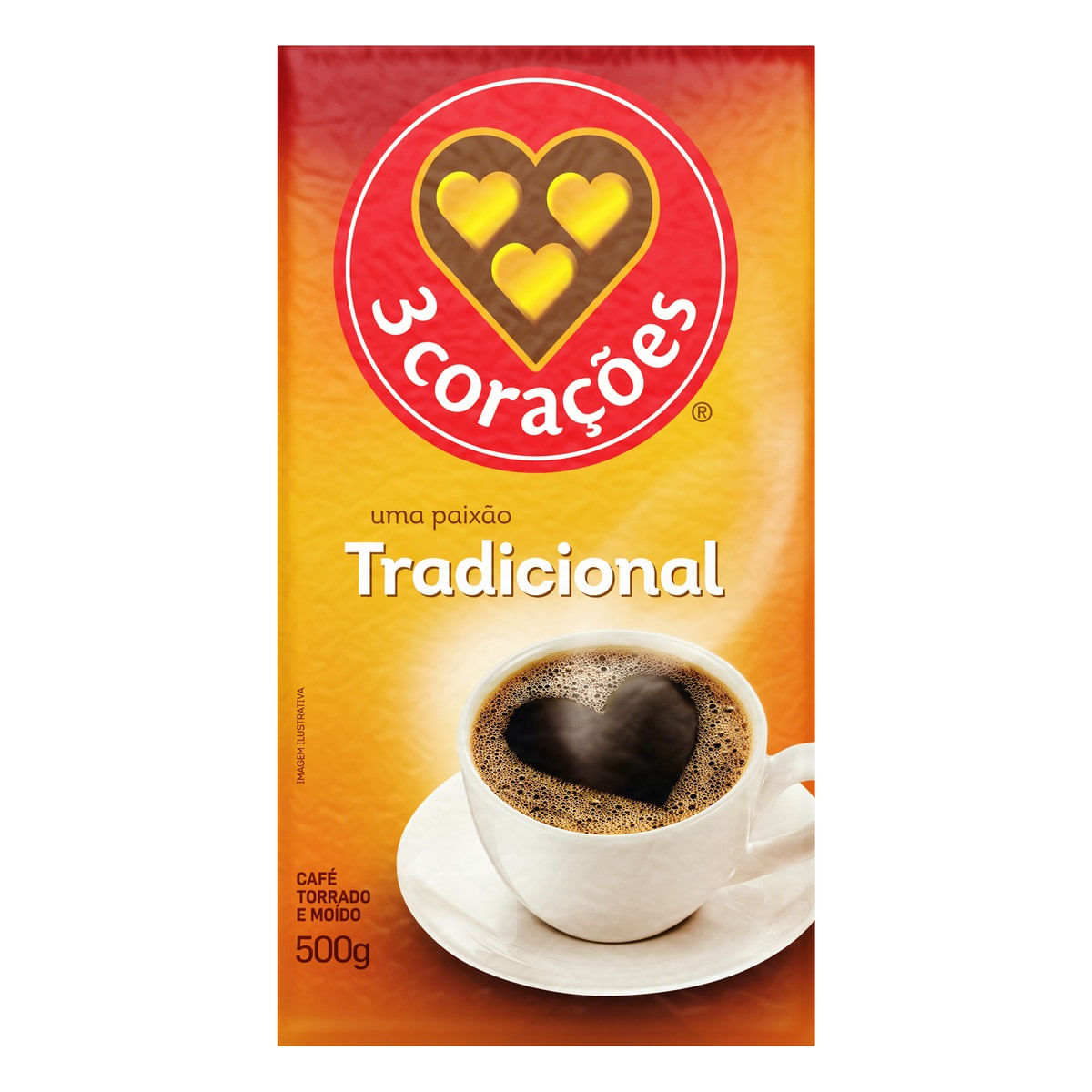 Café Torrado e Moído 3 Corações Tradicional  a Vácuo 500g