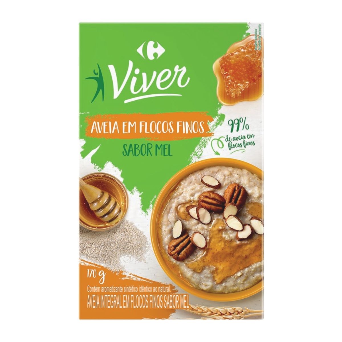 Aveia em Flocos Finos Integral Mel Carrefour Viver 170 g