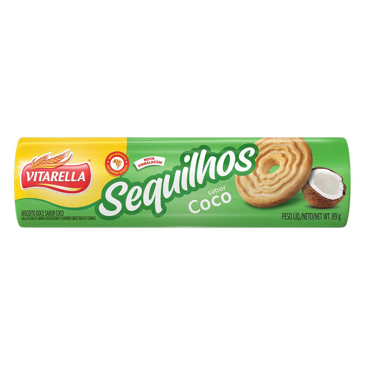 Biscoito Sequilho Coco Vitarella Pacote 89 g