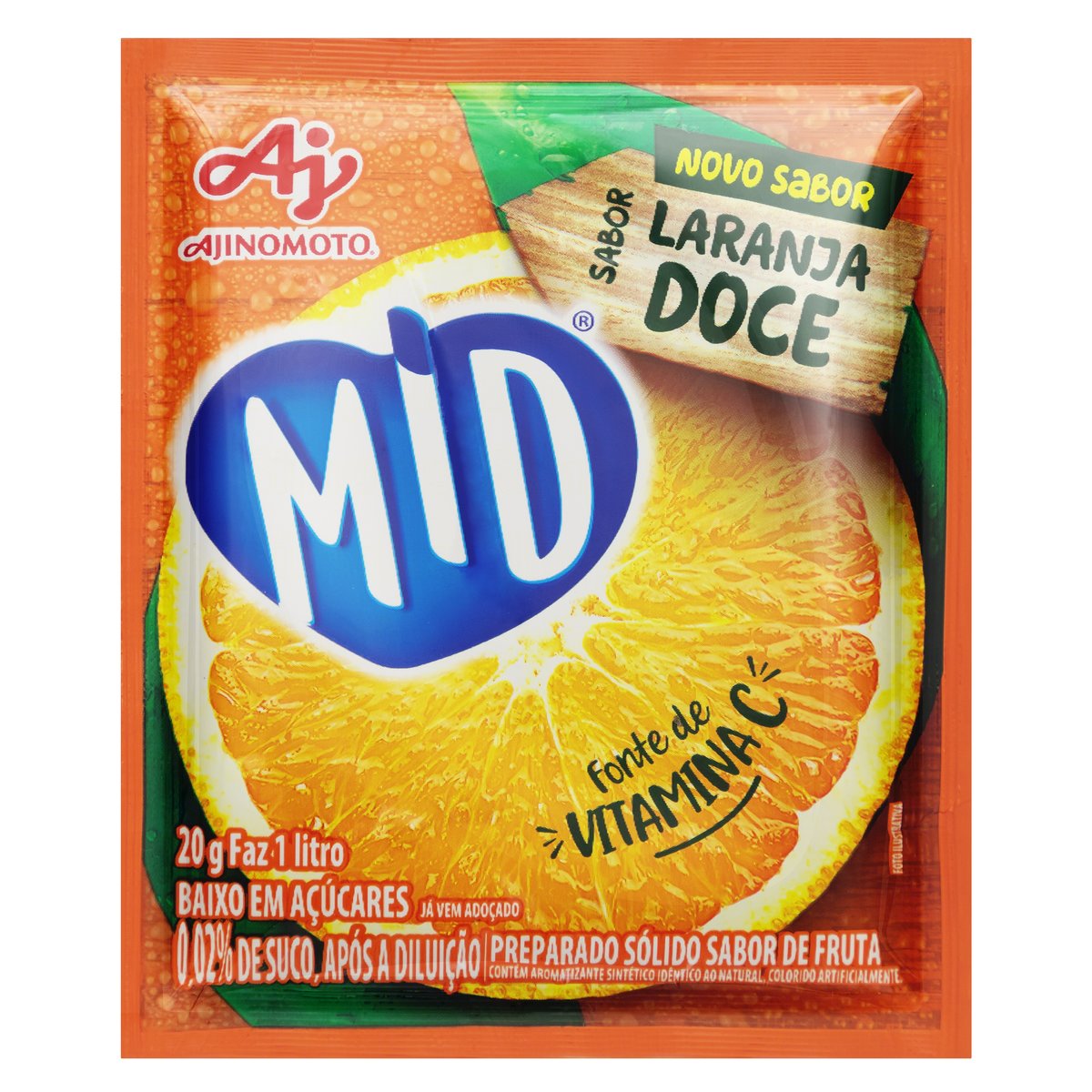 Refresco em Pó Laranja Doce Mid Pacote 20 g