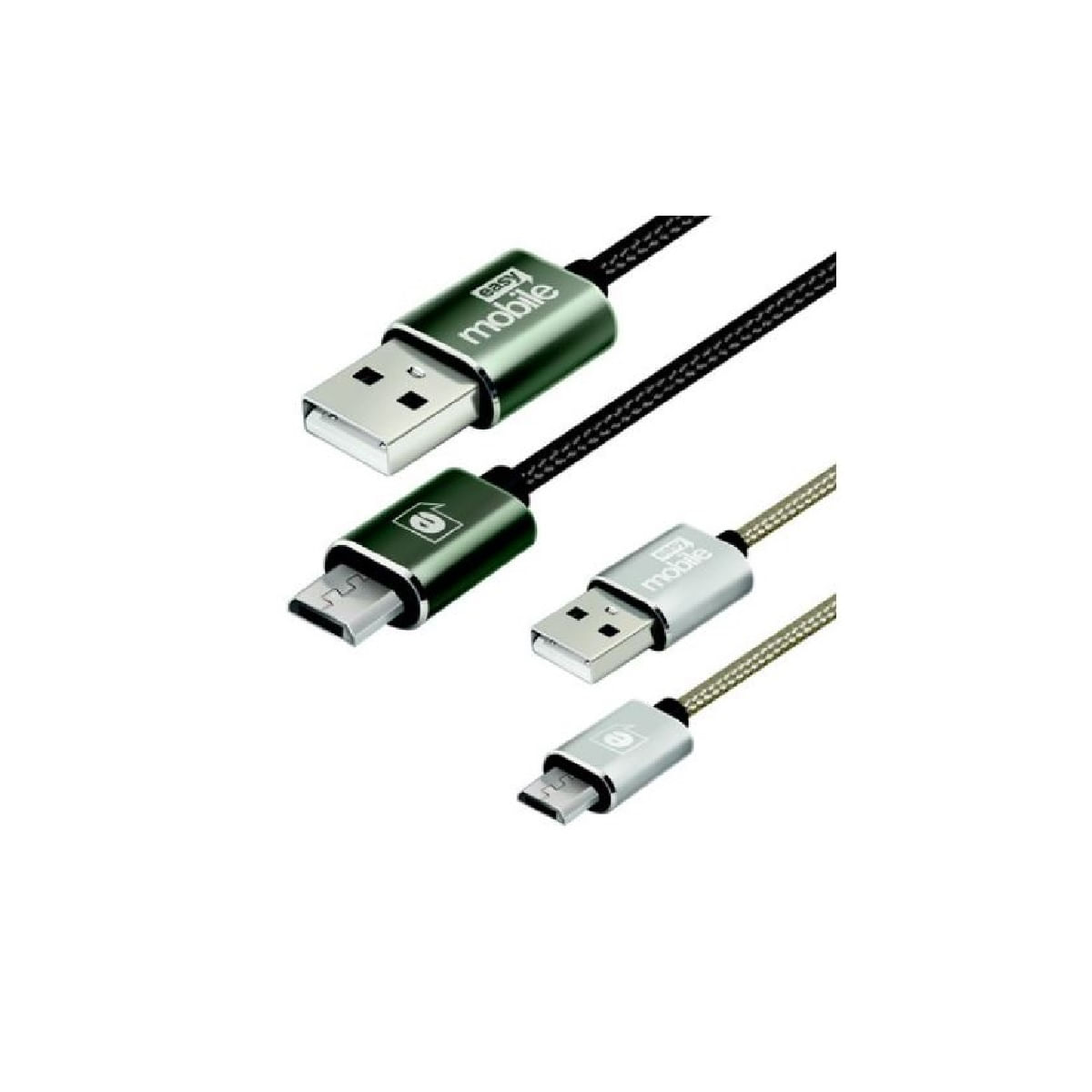 Cabo Micro USB Easy Mobile 2 Unidades Cinza e Prateado