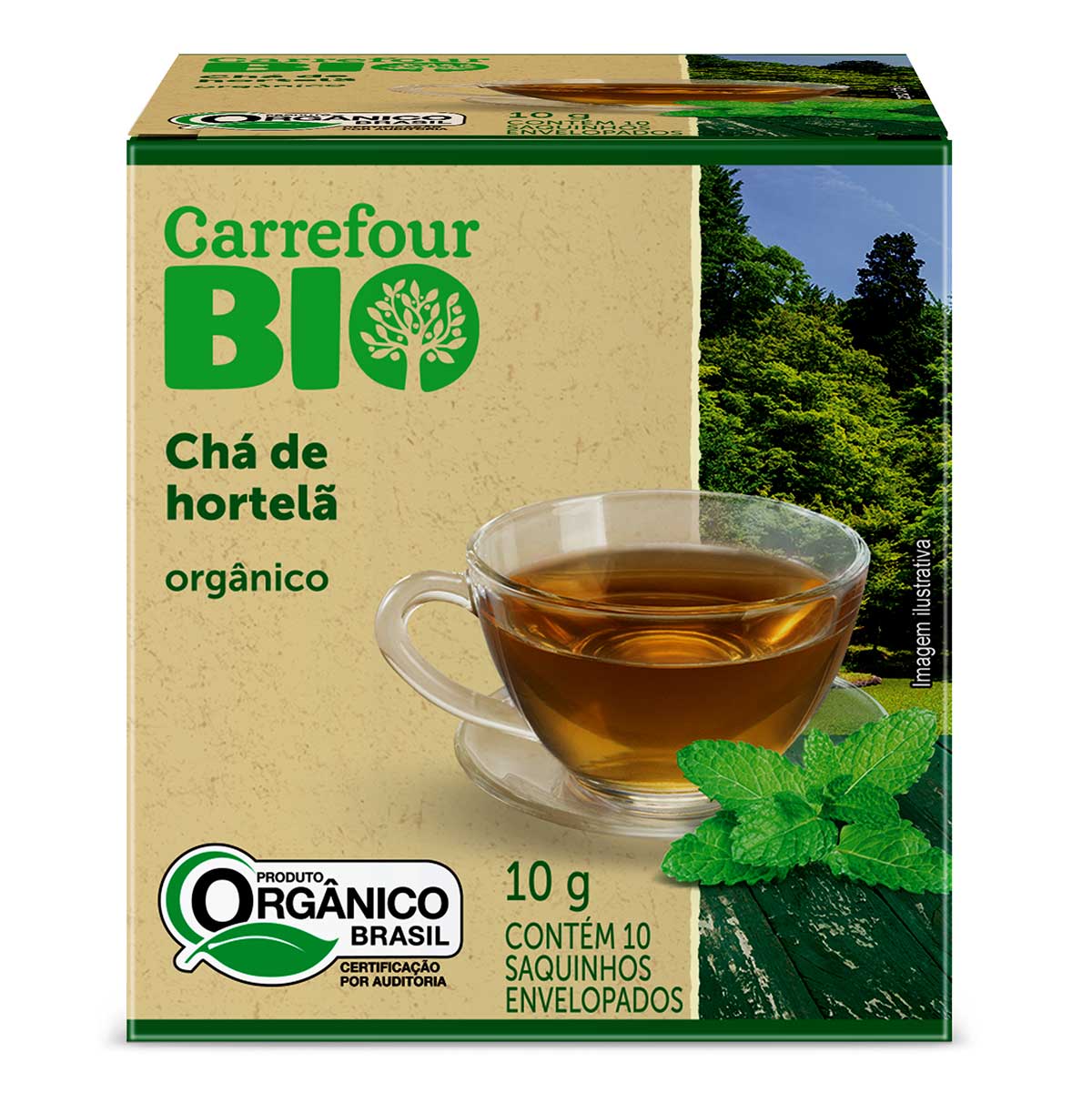 Chá Orgânico Hortelã Carrefour Bio 10 Sachês