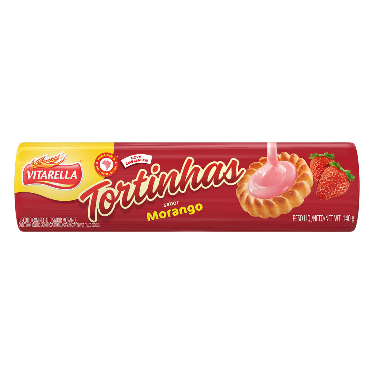 Biscoito Recheio Morango Vitarella Tortinhas 140 g