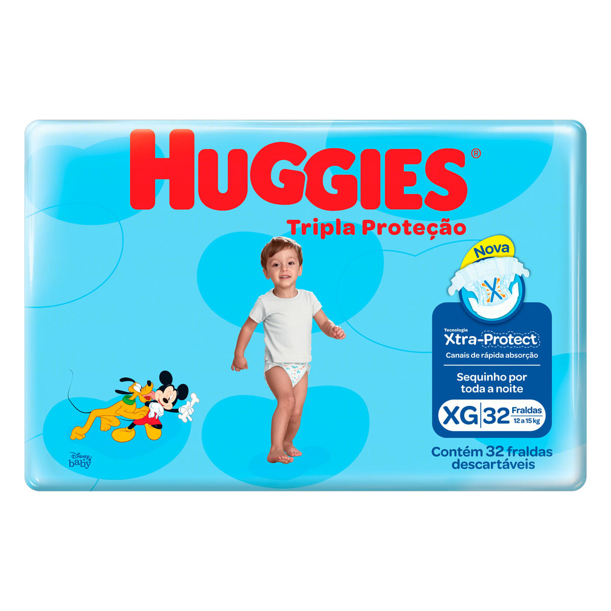 Fralda Descartável Infantil Huggies Tripla Proteção Xtra-Protect XG Pacote 32 Unidades