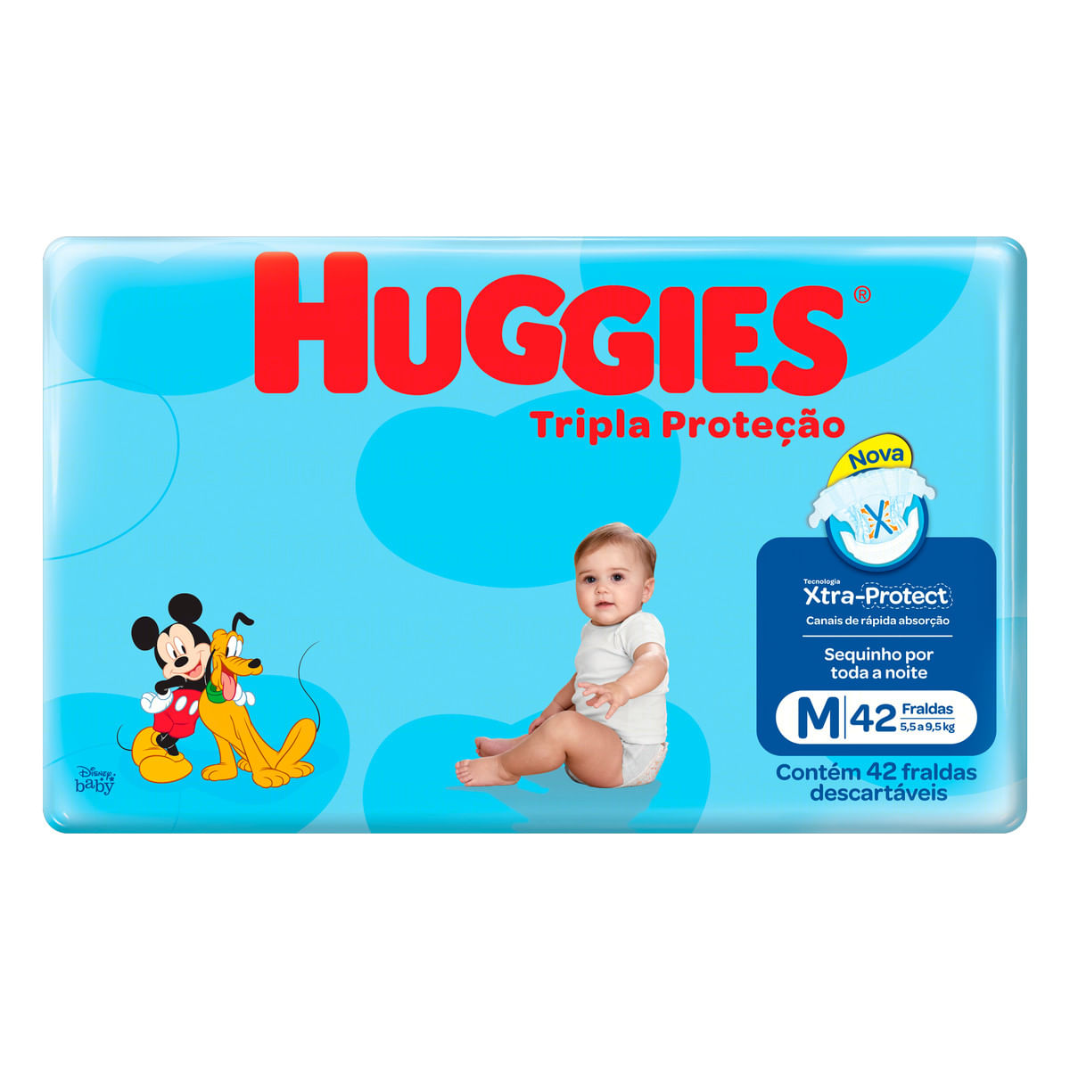 Fralda Descartável Infantil Huggies Tripla Proteção Xtra-Protect M Pacote 42 Unidades