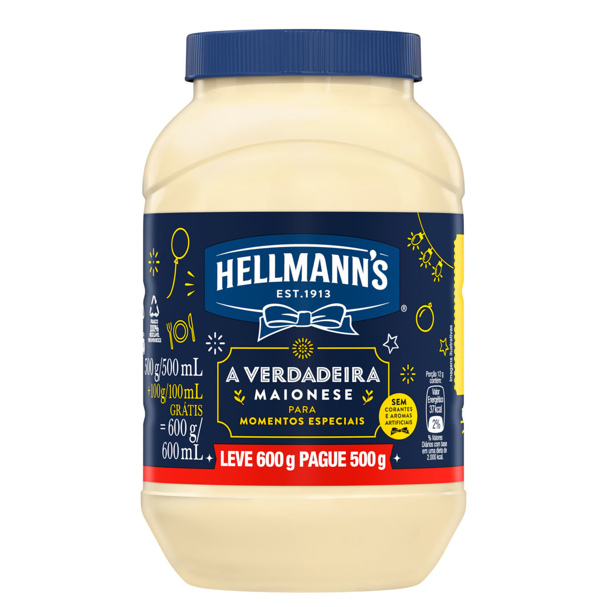 Maionese Hellmann&apos;s Pote Leve 600 g Pague 500 g