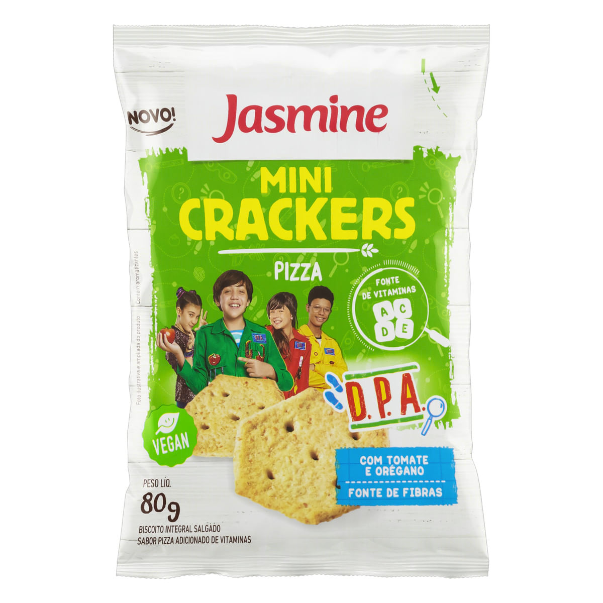 Mini Biscoito Cracker Integral Pizza D.P.A. Jasmine Pacote 80 g