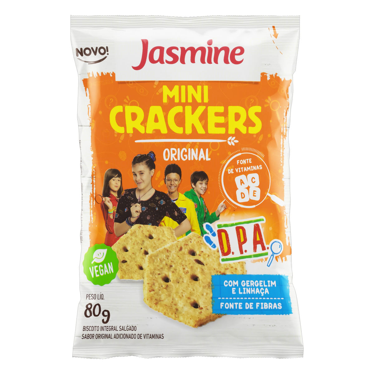 Mini Biscoito Cracker Integral Original D.P.A. Jasmine Pacote 80 g