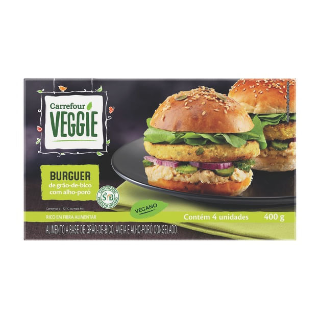 Hambúrguer Grão de Bico Carrefour Veggie 400g