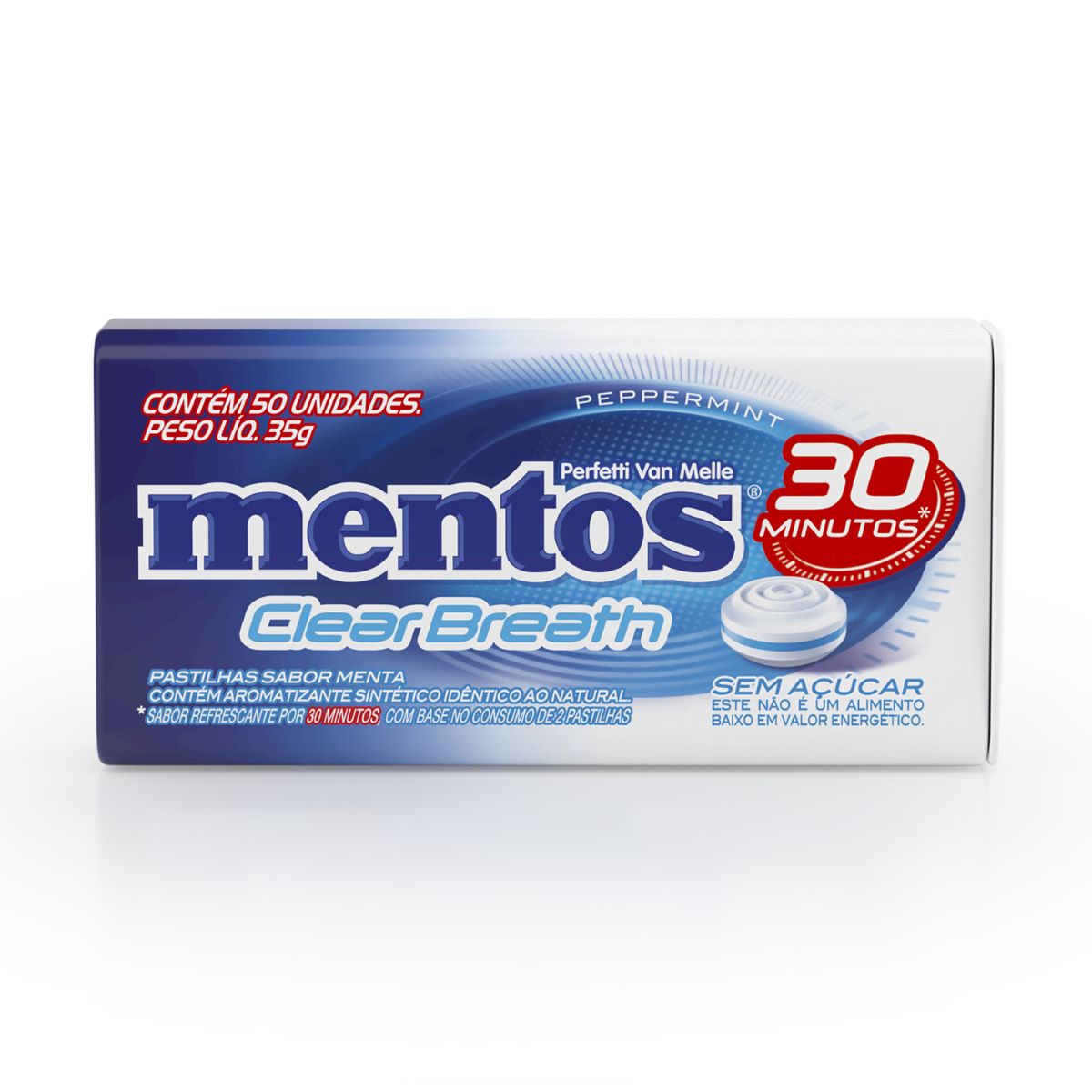 Pastilha Sem Açúcar Peppermint Mentos Clear Breath 35 g