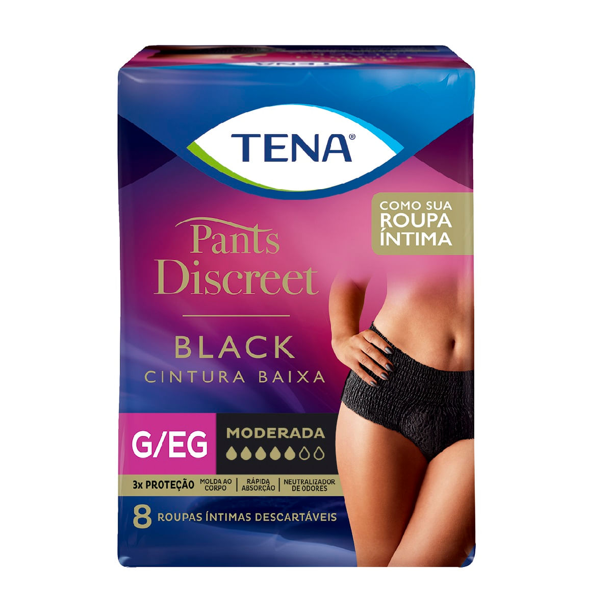 Roupa Intíma Descartável Tena Feminino G/EG Pants Discreet - 8 Unidades