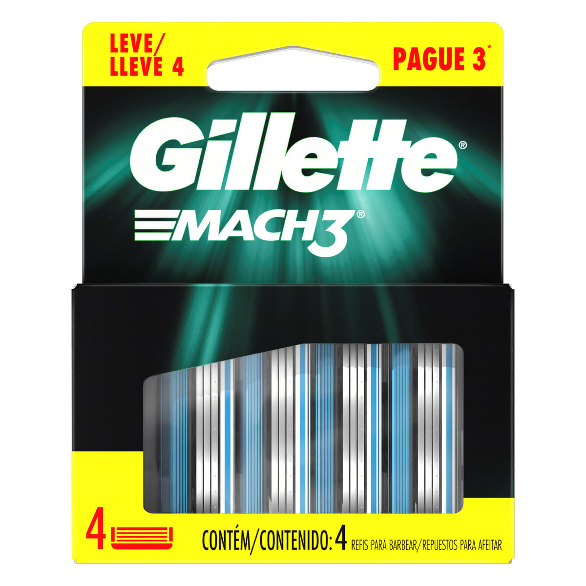 Carga de Aparelho para Barbear Gillette Mach3 4 Unidades