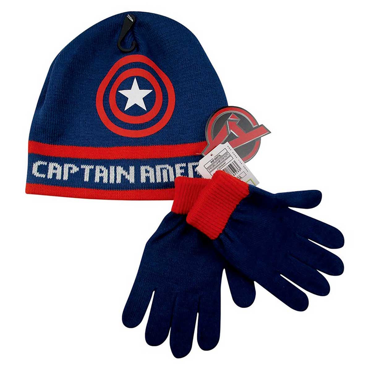 Kit Gorro e Luva Marvel Masculino Infantil Capitão América Preto