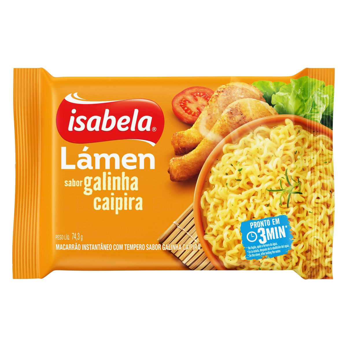 Macarrão Instantâneo Lámen Galinha Caipira Isabela 74,3 g