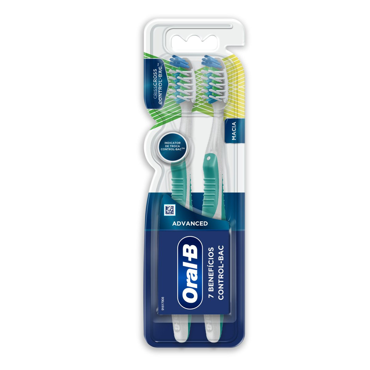 Escova Dental Macia Advanced 7 Benefícios Control-Bac Oral-B 2 Unidades