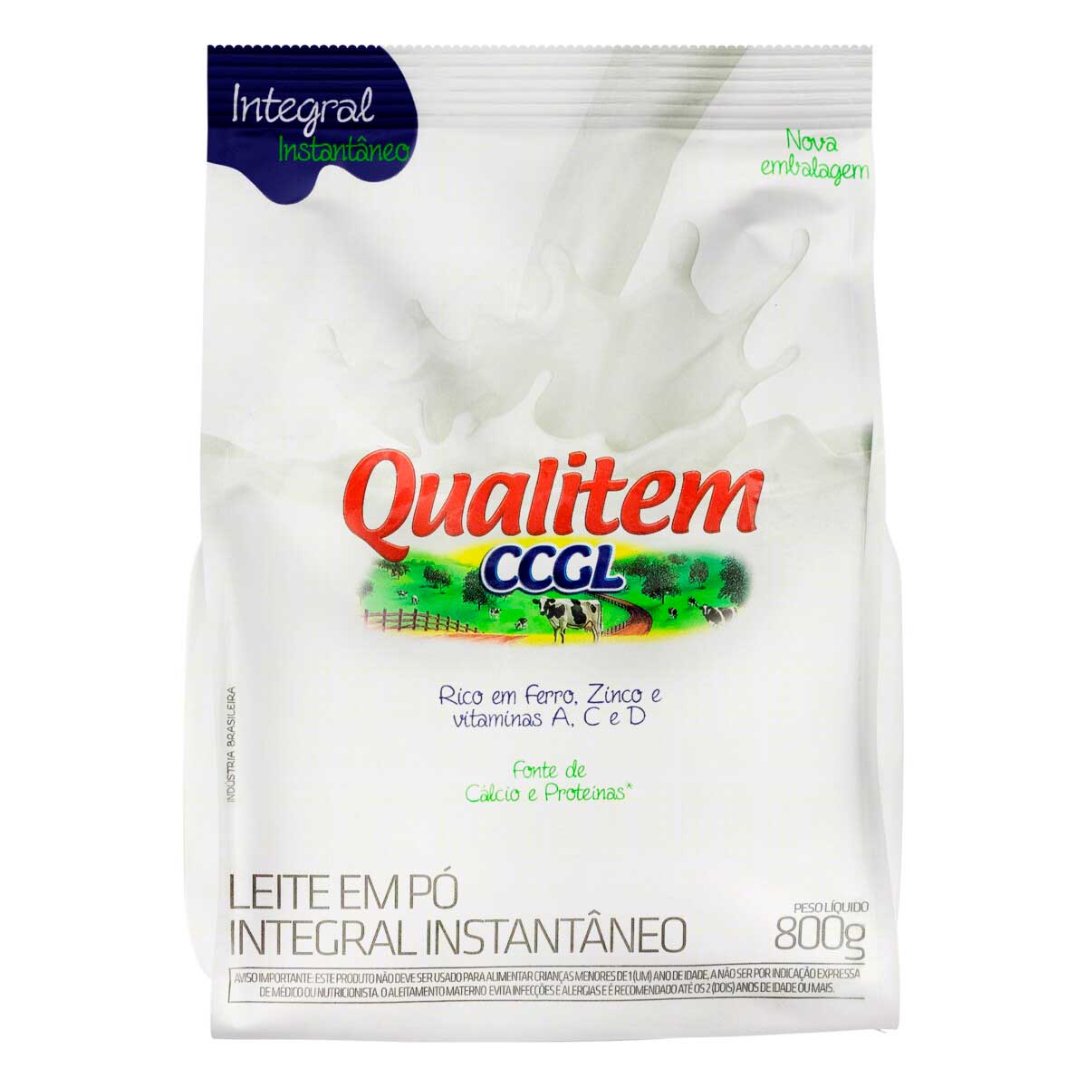 Leite em Pó Instantâneo Integral CCGL Qualitem Pacote 800 g