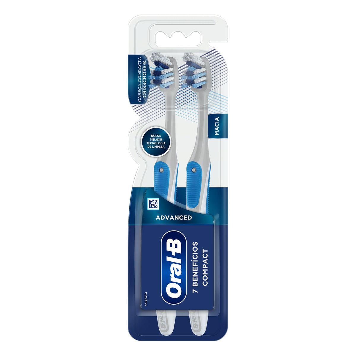 Escova Dental Macia Advanced 7 Benefícios Compact Oral-B 2 Unidades