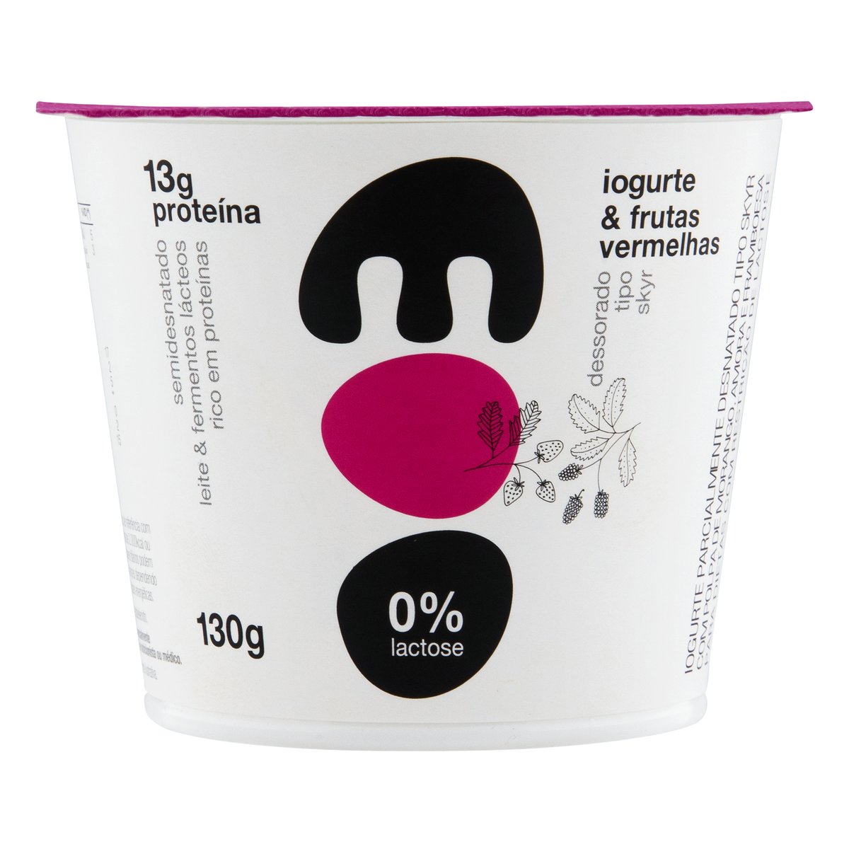 Iogurte Parcialmente Desnatado Skyr Frutas Vermelhas Zero Lactose Moo Pote 130 g