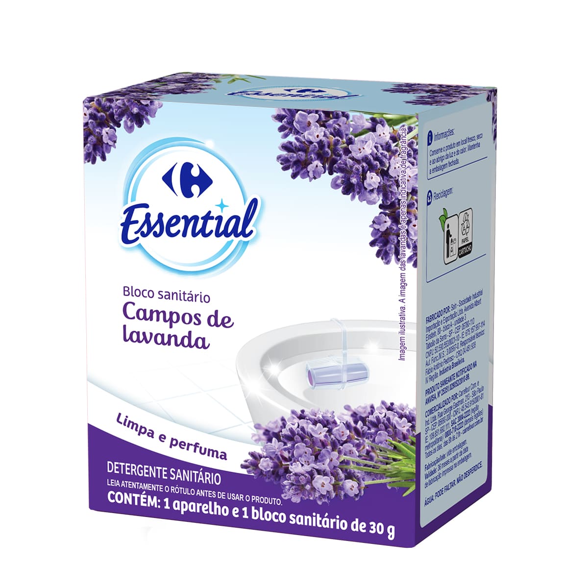 Bloco Sanitário + Aparelho Carrefour Essential Lavanda 30 g