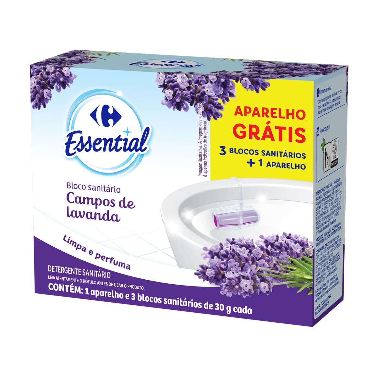 Bloco Sanitário + Aparelho Carrefour Essential Lavanda 90 g