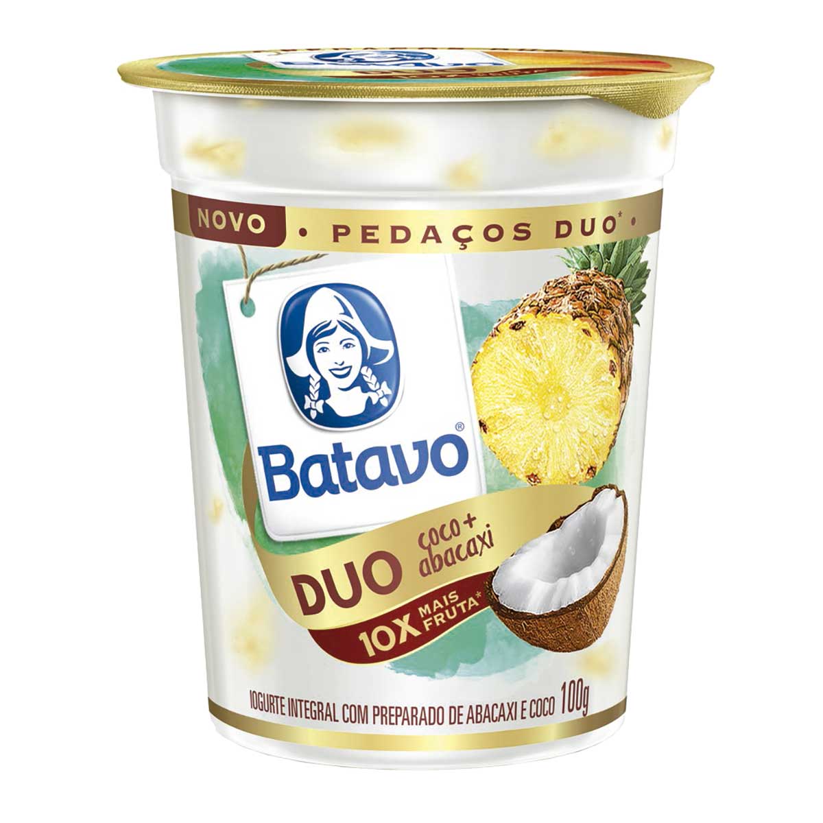 Iogurte Integral Coco e Abacaxi Batavo Pedaços Duo Copo 100 g