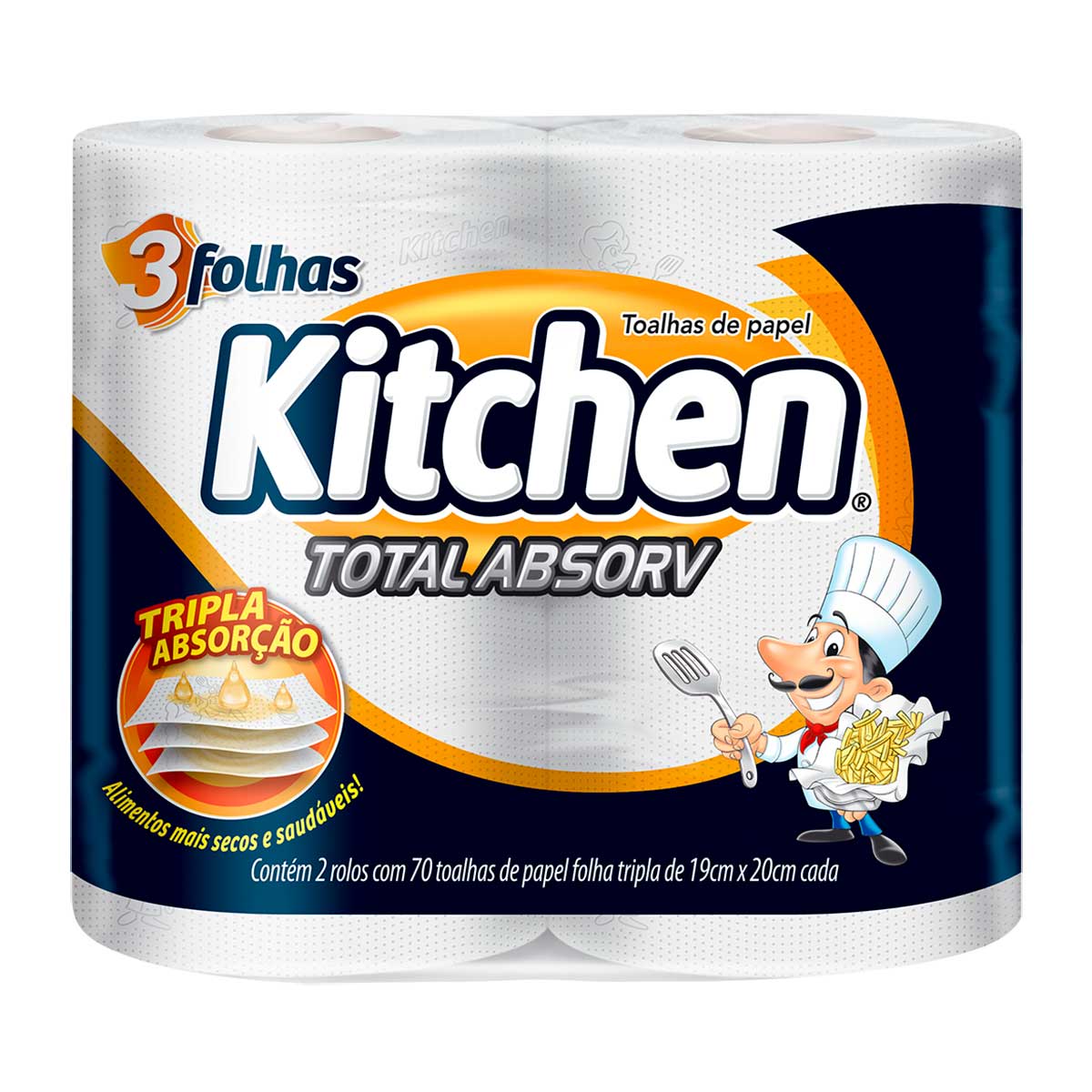 Papel Toalha Kitchen Total Absorv 70 Folhas com 2 Unidades