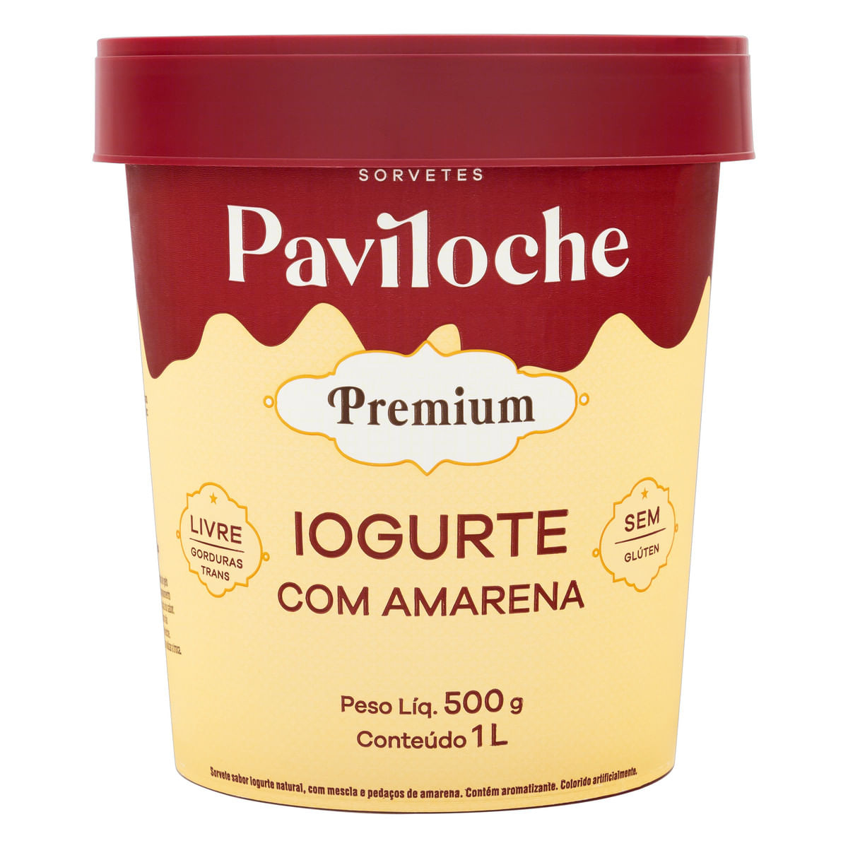 Sorvete Iogurte com Amarena Paviloche Premium Pote 1 L