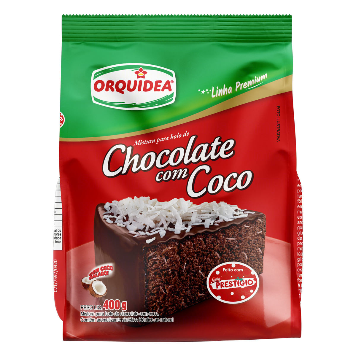 Mistura para Bolo Chocolate com Coco Orquídea Premium 400 g