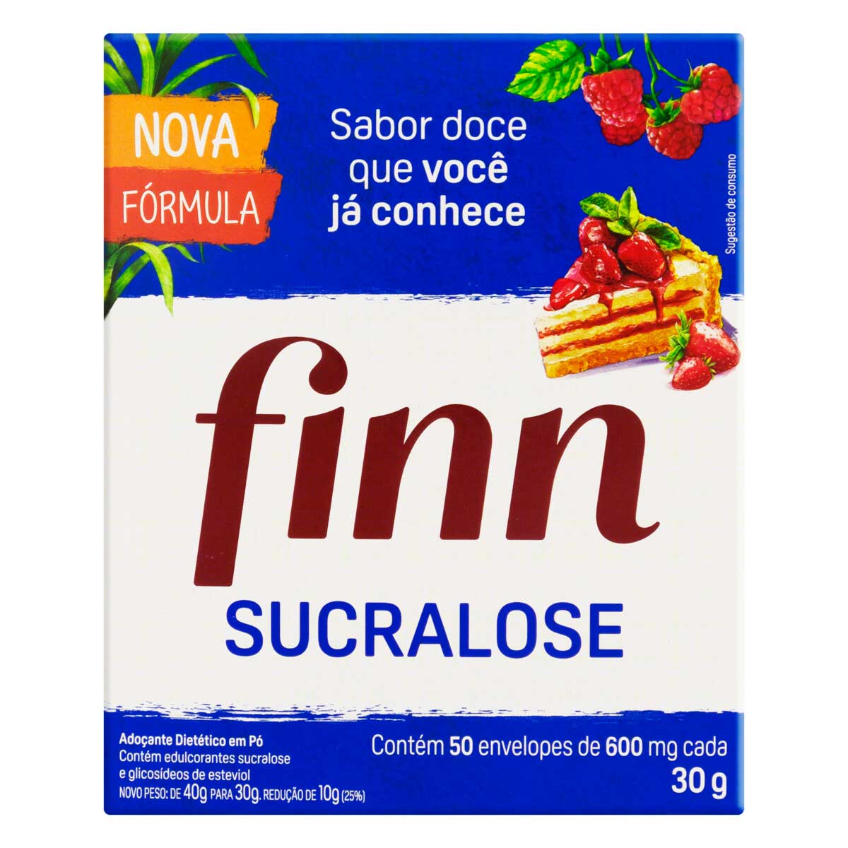 Adoçante em Pó Sucralose Finn Caixa 30 g com 50 Unidades