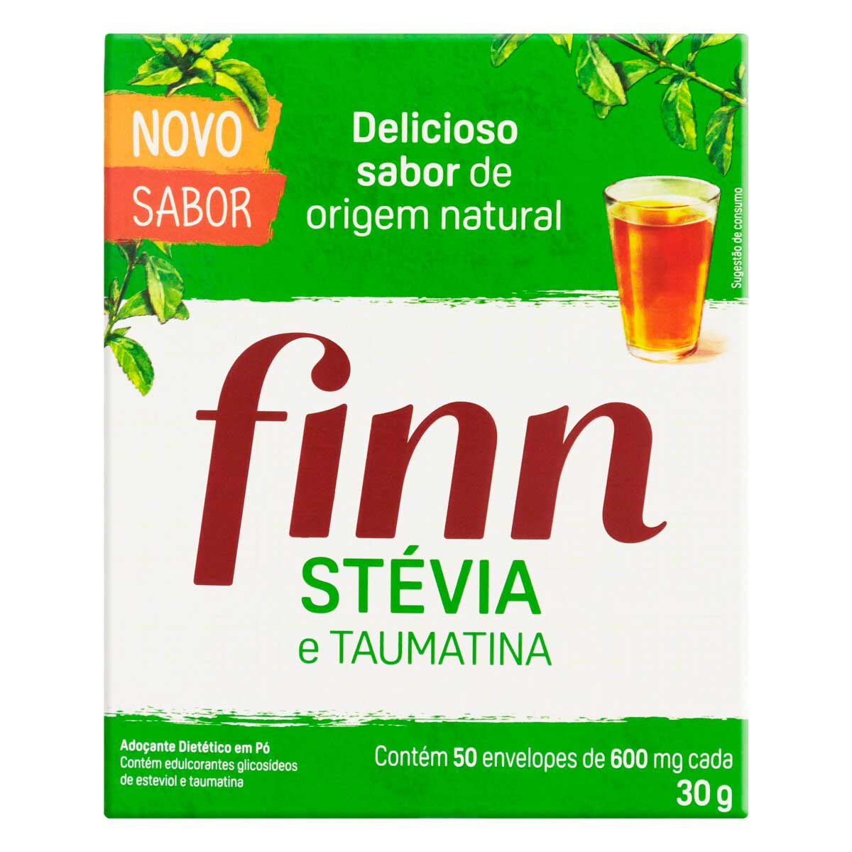 Adoçante em Pó Stevia e Taumatina Finn Caixa 30 g com 50 Unidades