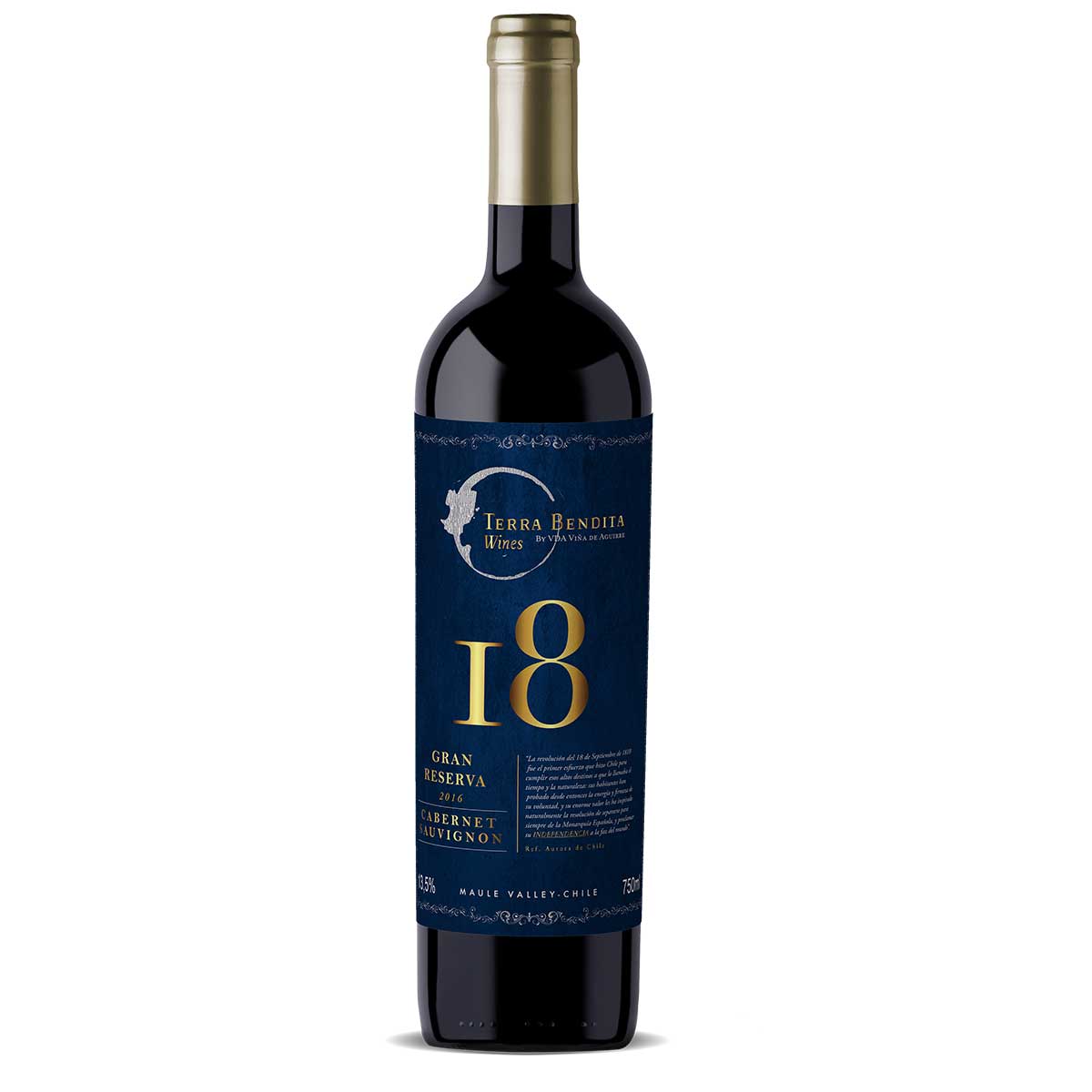 Vinho Tinto Chileno  18 Valle del Maule Cabernet Sauvignon Gran Reserva 750 ml