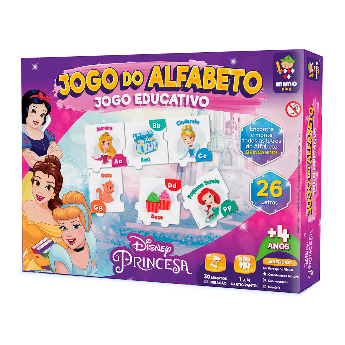 Jogo do Alfabeto Princesas Disney com 52 peças Mimo