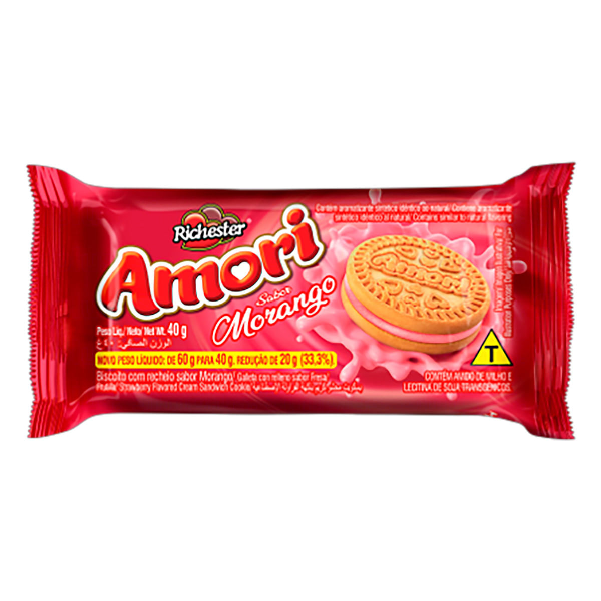 Biscoito Recheio Morango Richester Amori 40 g