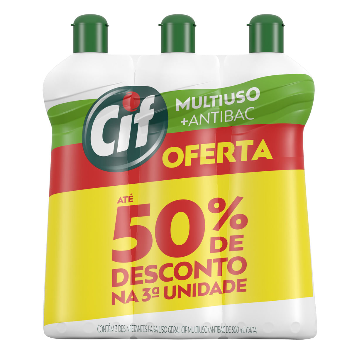 Desinfetante Cif + Antibac  500 ml Cada Pack com 3 Unidades Até 50% de Desconto na 3ª Unidade