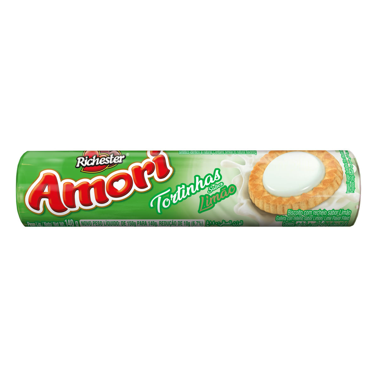 Biscoito Recheio Limão Richester Amori Tortinhas 140 g