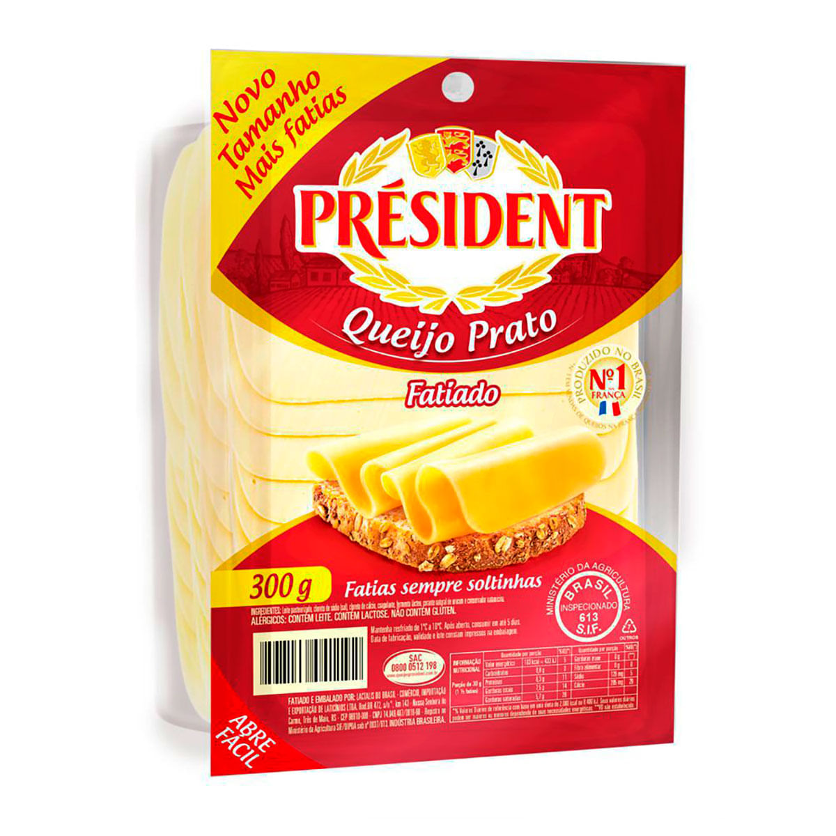 Queijo Prato Fatiado President 300g