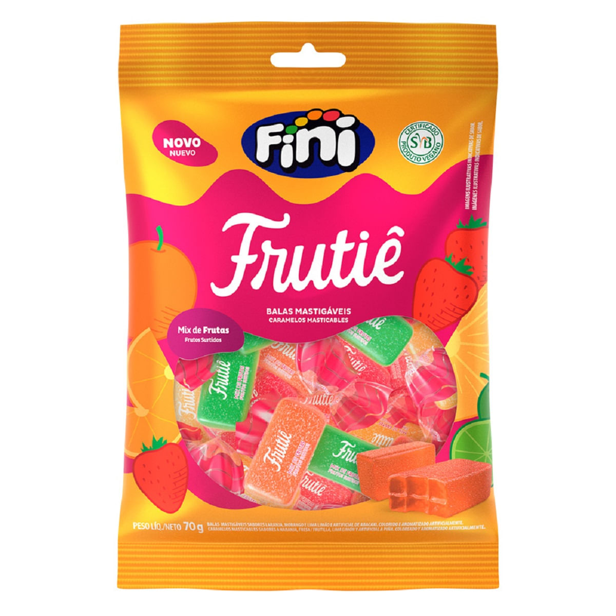 Bala Vegana Fini Frutiê Mix de Frutas Sortidas 70g