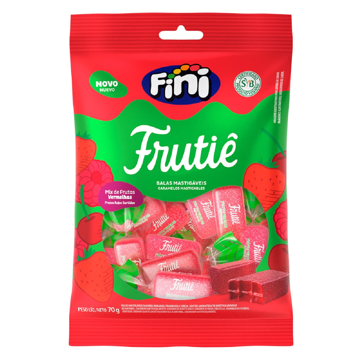 Bala Vegana Fini Frutiê Frutas Vermelhas 70g